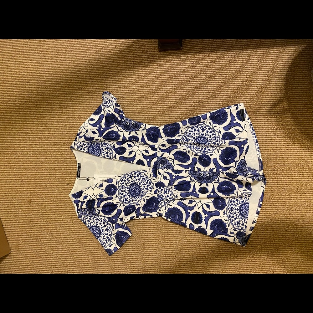 Low Cut Blue and White Romper